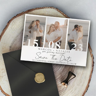 Elegant Photo Collage Save the Date Wedding Invitation
