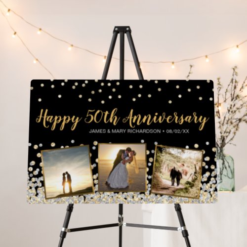 Elegant Photo Collage Silver Gold 50th Anniversary Foam Board