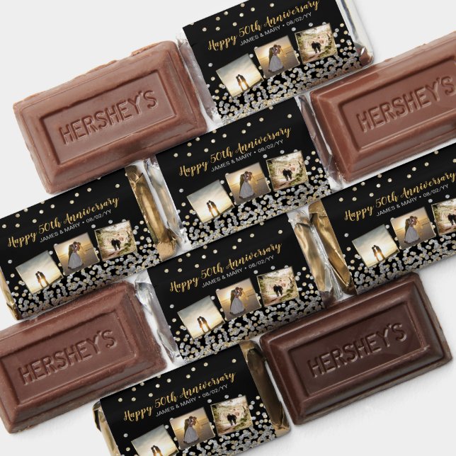 Elegant Photo Collage Silver Gold 50th Anniversary Hershey's Miniatures (Assorted)