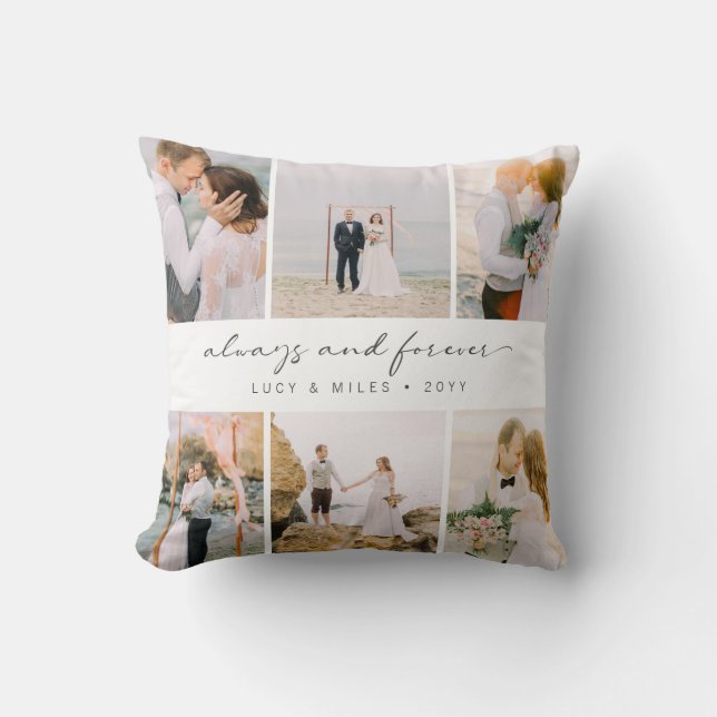 Elegant Photo Collage Throw Pillow (Front)