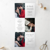 Elegant Photo Collage Wedding All In One Tri-Fold Invitation (Inside)