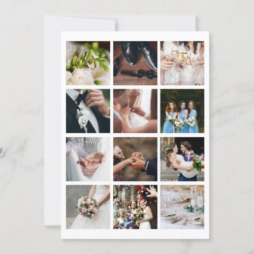 Elegant Photo Collage Wedding Gold Script Thank You Card