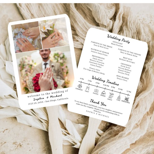 Elegant Photo Collage Wedding Program Fan Template (Creator Uploaded)