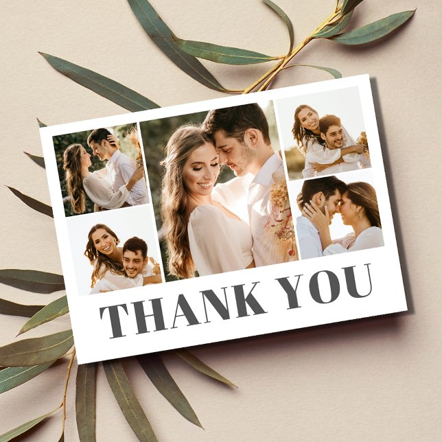 Elegant Photo Collage Wedding Thank You (Elegant Photo Collage Wedding Thank You Card)