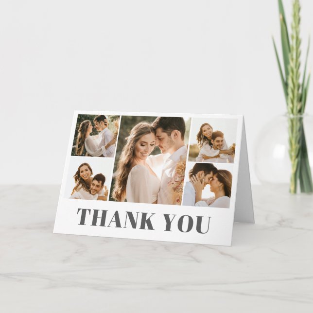 Elegant Photo Collage Wedding Thank You (Front)
