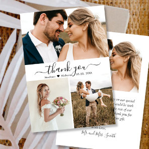 Elegant Photo Collage Wedding Thank You Card
