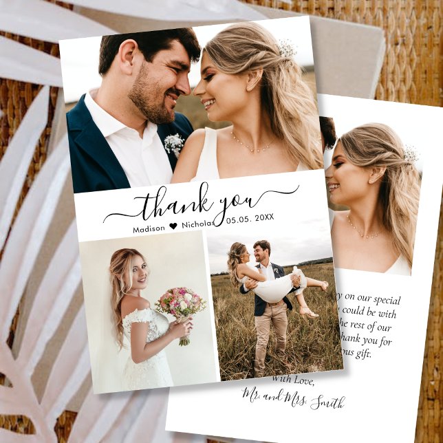 Elegant Photo Collage Wedding Thank You Card (Creator Uploaded)