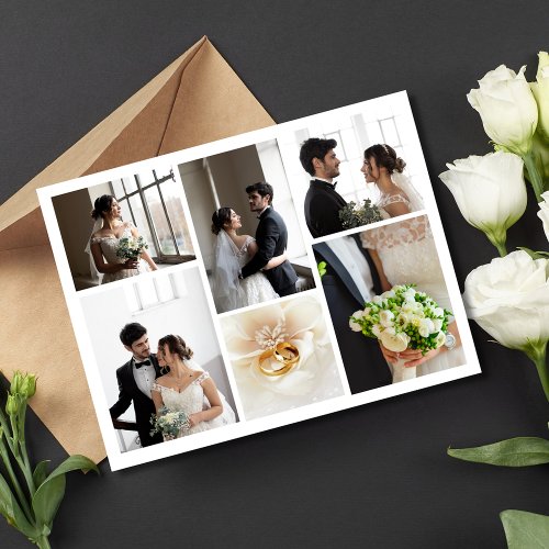Elegant Photo Collage Wedding Thank You Card