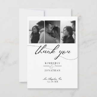Elegant  Photo Collage Wedding Thank You Card