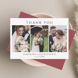 Elegant Photo Collage Wedding Thank You Note Card