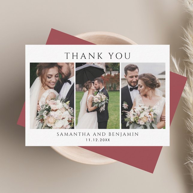 Elegant Photo Collage Wedding Thank You Note Card (Elegant Photo Collage Wedding Thank You Note Card)
