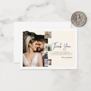  Elegant photo collage wedding Thank you  Note Card