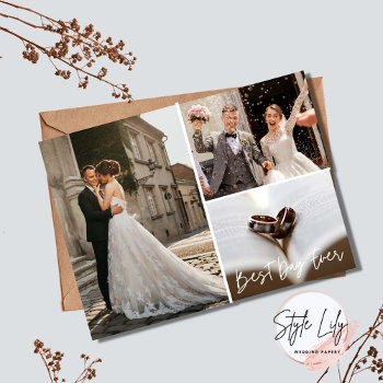 Elegant Photo Collage Wedding Thank You  Postcard by stylelily at Zazzle