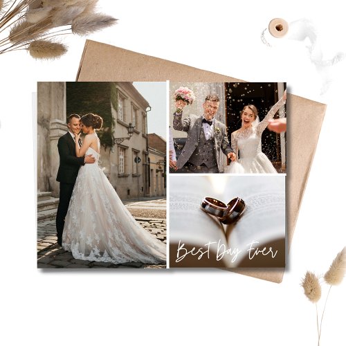 Elegant Photo Collage Wedding Thank You  Postcard