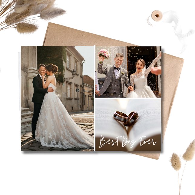 Elegant Photo Collage Wedding Thank You  Postcard (Elegant Photo Collage Wedding Thank You Postcard)