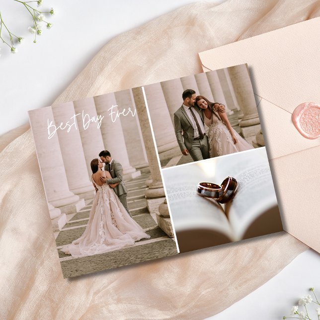 Elegant Photo Collage Wedding Thank You  Postcard (Elegant Photo Collage Wedding Thank You Postcard)