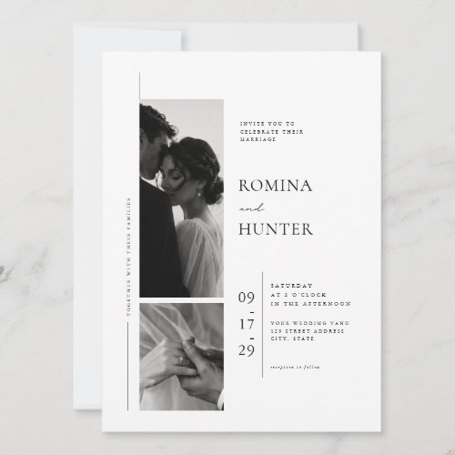 Elegant Photo Collage Wedding with Romantic Couple Invitation
