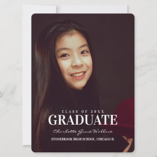 Elegant Photo Collage White Typography Graduation Invitation