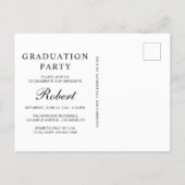 Elegant Photo College Black Graduation Party Invitation Postcard (Back)
