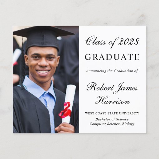 Elegant Photo College Graduation Announcement Zazzle