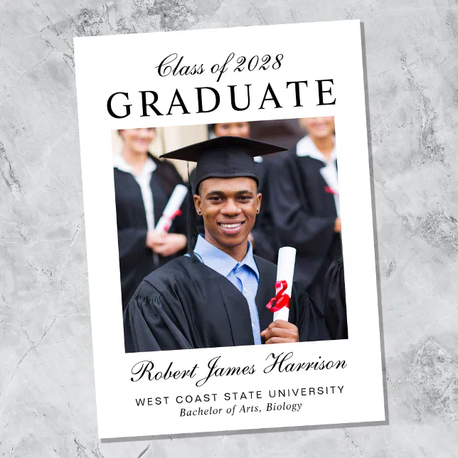 Elegant Photo College Graduation Announcement | Zazzle