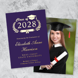 Elegant Photo College Graduation Foil Announcement
