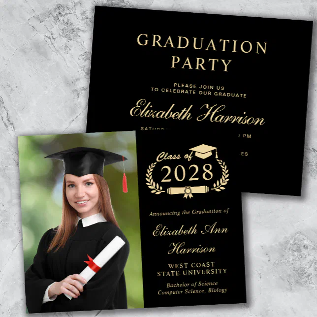 Elegant Photo College Graduation Party Invitation | Zazzle
