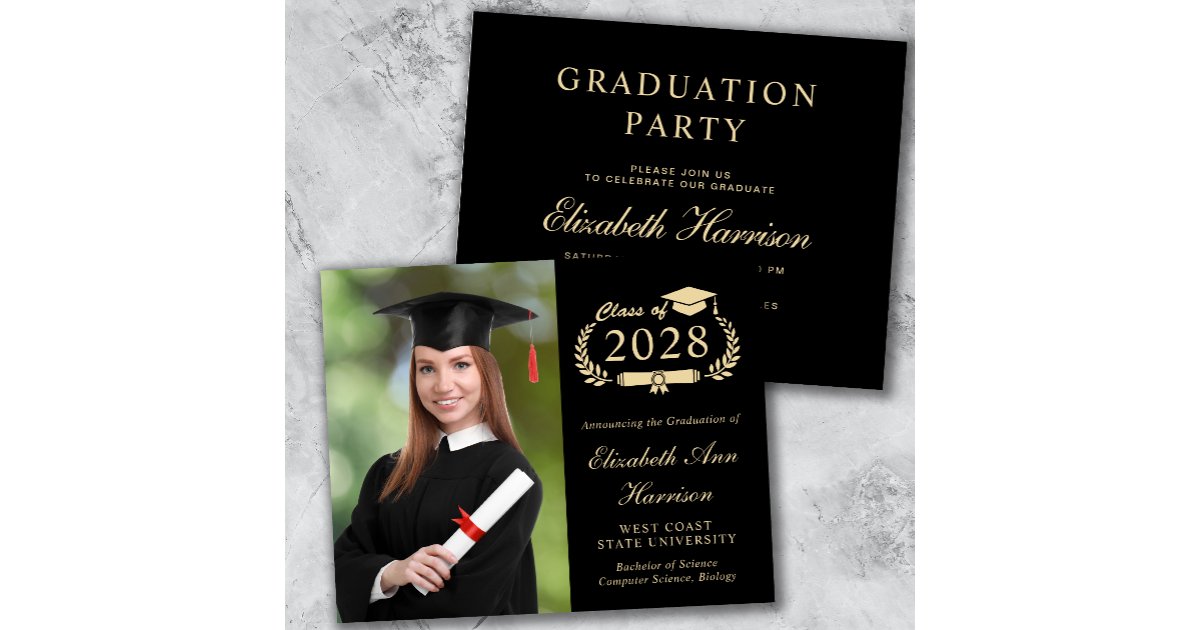 Elegant Photo College Graduation Party Invitation | Zazzle