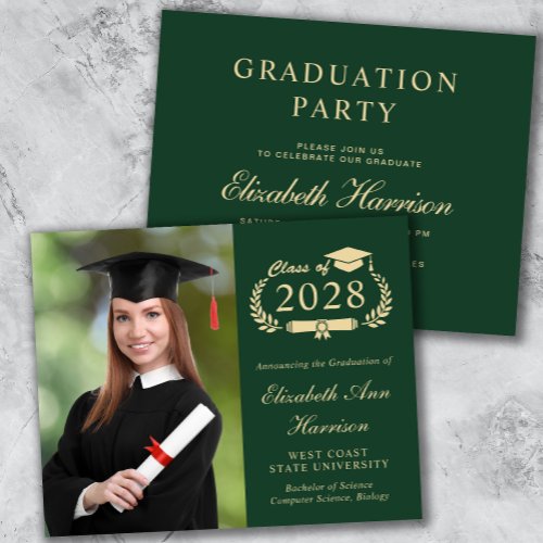 Elegant Photo College Graduation Party Invitation