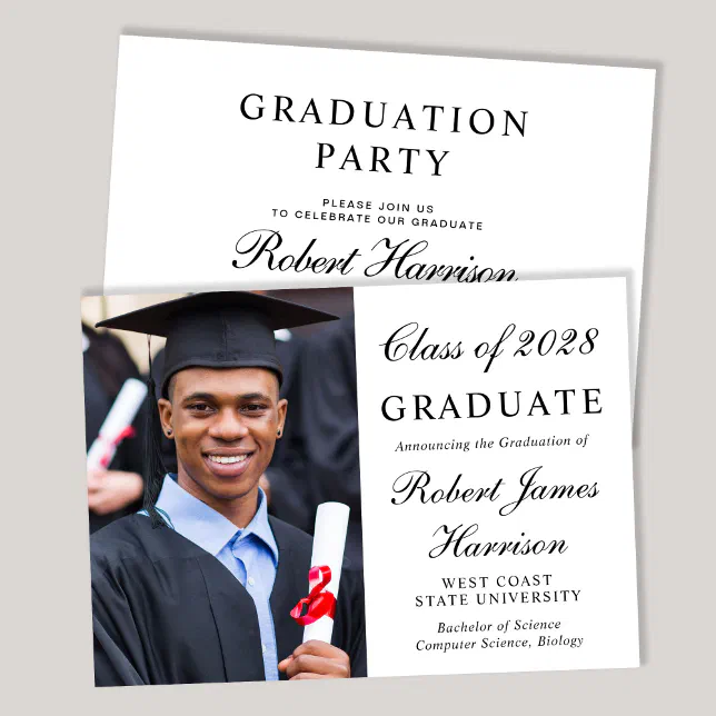 Elegant Photo College Graduation Party Invitation | Zazzle