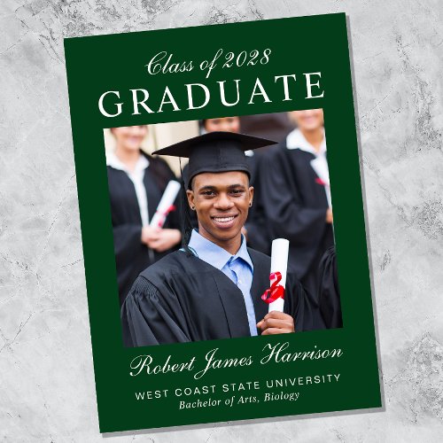 Elegant Photo College Green Graduation Announcement