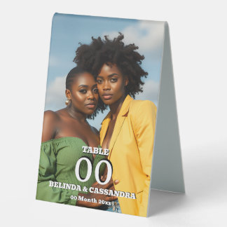 Elegant Photo Couple Shower Table Number Stand Table Tent