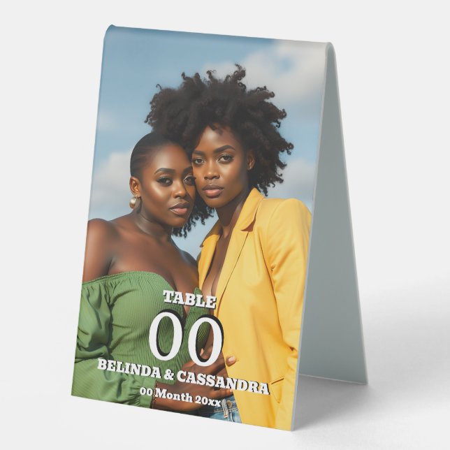 Elegant Photo Couple Shower Table Number Stand Table Tent (Front)