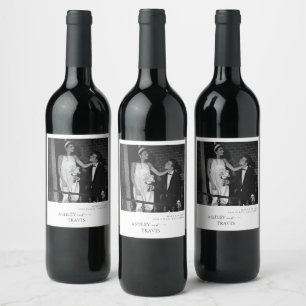 Elegant Photo Couple Wedding Wine Label