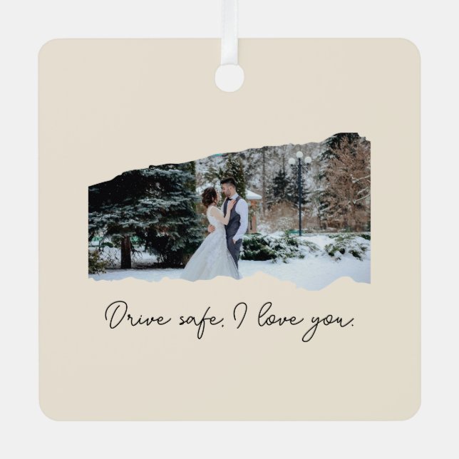 Elegant Photo Couples Drive Safe Car Ornament (Front)