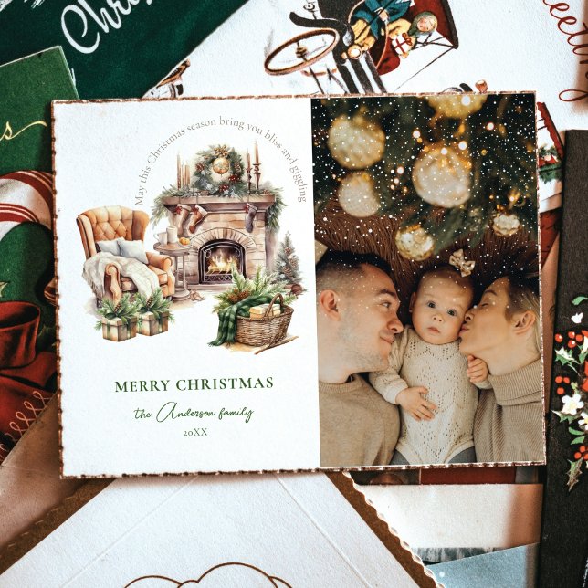 Elegant photo Cozy Christmas  Holiday Postcard (Creator Uploaded)