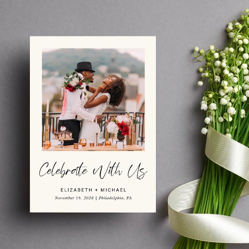 Elegant Photo Cream Wedding Reception Invitation