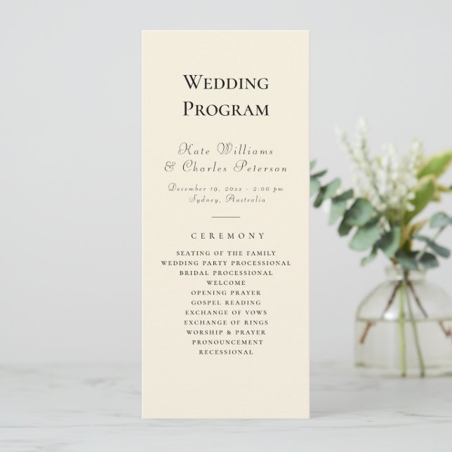 Elegant Photo Custom Qrcode Wedding Program (Standing Front)