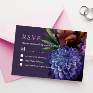 Elegant Photo Dahlia Minimalist Wedding RSVP Card