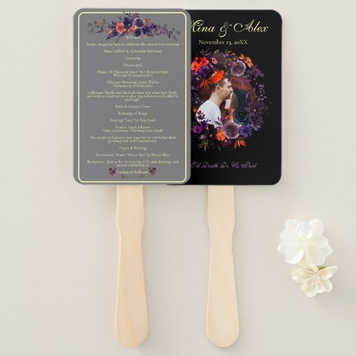 Elegant Photo Dark Autumn Floral Wedding  Hand Fan