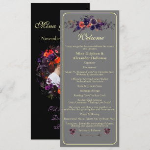 Elegant Photo Dark Autumn Floral Wedding Program