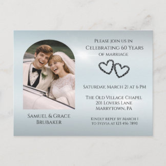 Elegant Photo Diamond 60th Wedding Anniversary Invitation Postcard