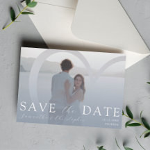 Elegant Photo  Dusty Blue & Silver Heart Wedding
