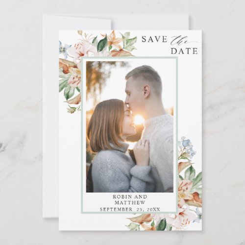 Elegant Photo Earthy Blooms and Green Wedding Save The Date