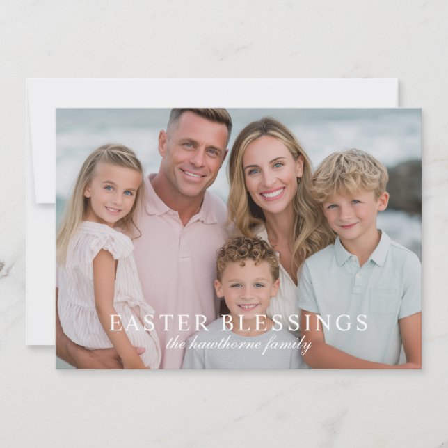 Elegant Photo Easter Blessings  Holiday Card (Front)