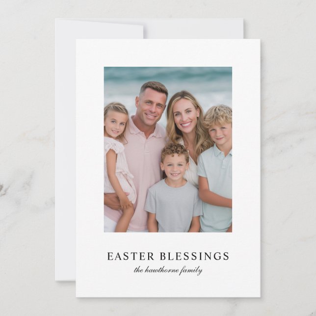 Elegant Photo Easter Blessings  Holiday Card (Front)