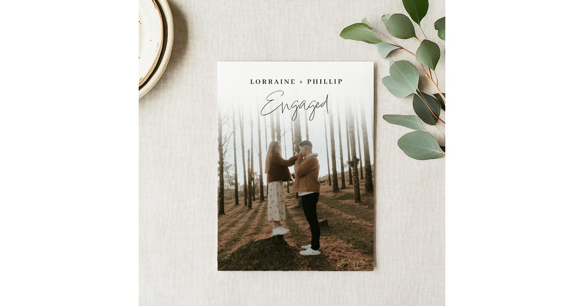 Engagement Script Elegant Photo Engagement Party hand written script Invitation | Zazzle
