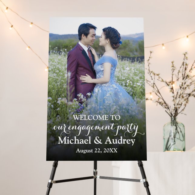 Elegant Photo Engagement Party Welcome sign (In Situ (Stand))