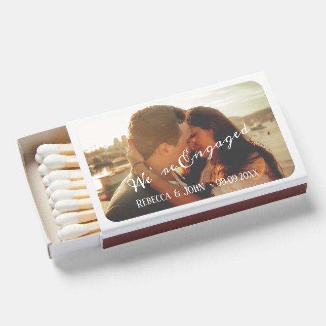 Elegant Photo Engagement Wedding Matchboxes (Front Open)