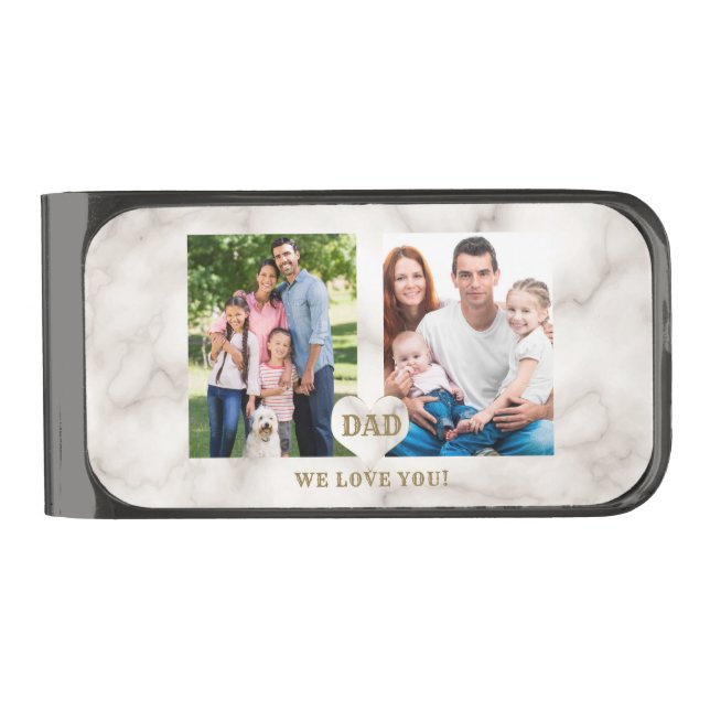 Elegant Photo Family Collage Father's Day Gunmetal Finish Money Clip (Front)